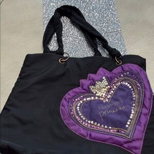 Vera Wang Princess Black and Purple Heart Tote